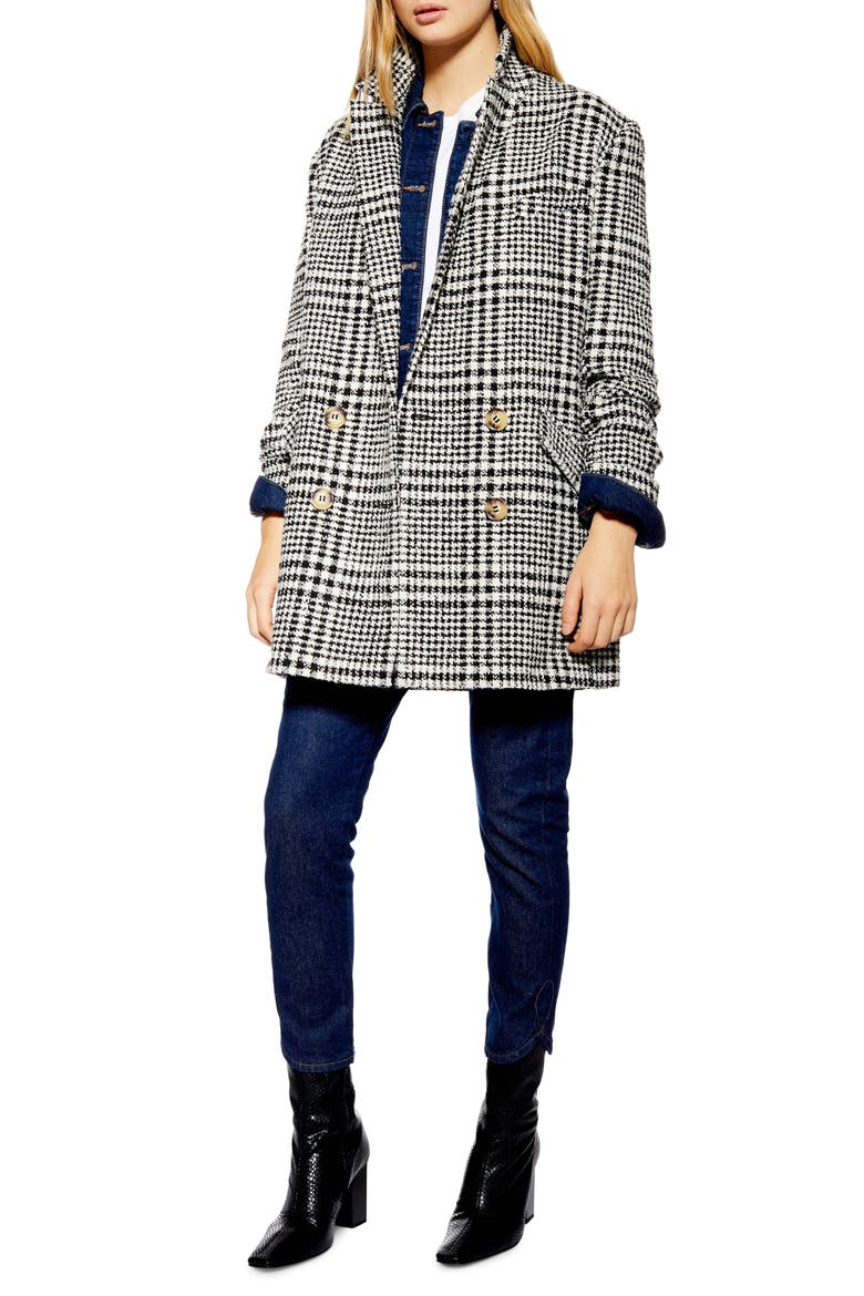Pippa Check Coat, Main, color, BLACK MULTI