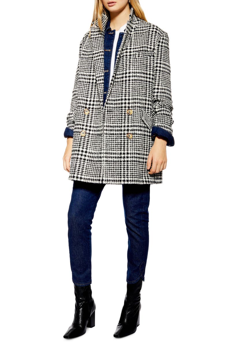 Topshop Pippa Check Coat, Main, color,