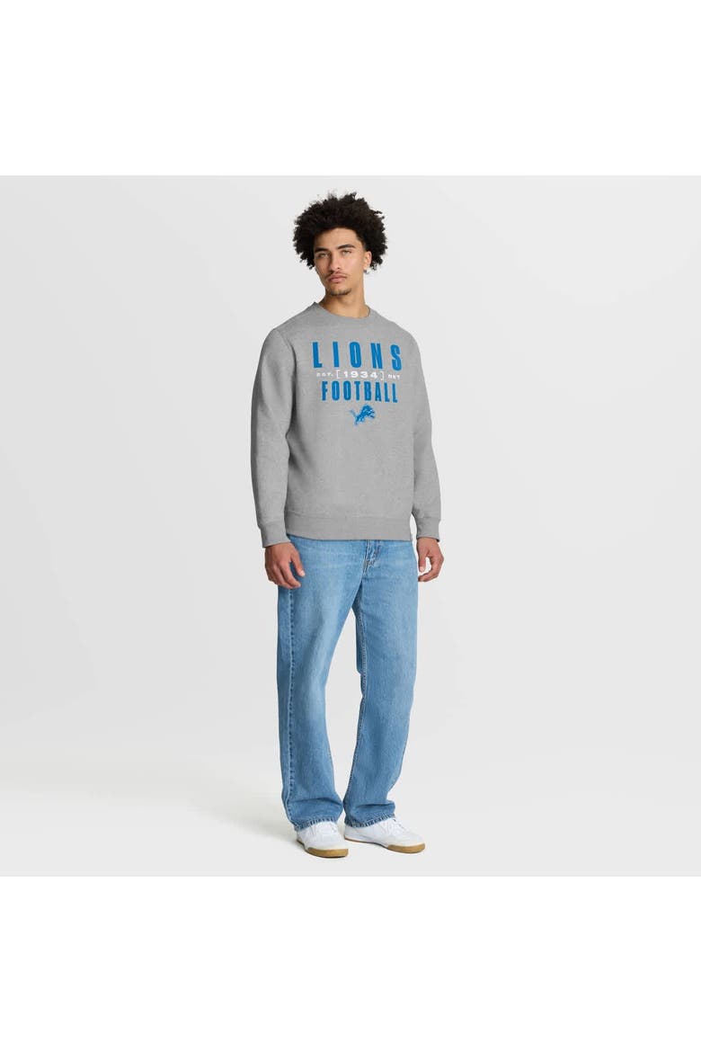 Men's Fanatics Heather Gray Detroit Lions Powerful Throw Legacy Pullover Sweatshirt, Alternate, color, Heather Gray