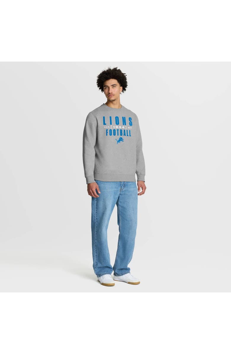 FANATICS Men's Fanatics Heather Gray Detroit Lions Powerful Throw Legacy Pullover Sweatshirt, Alternate, color, Heather Gray