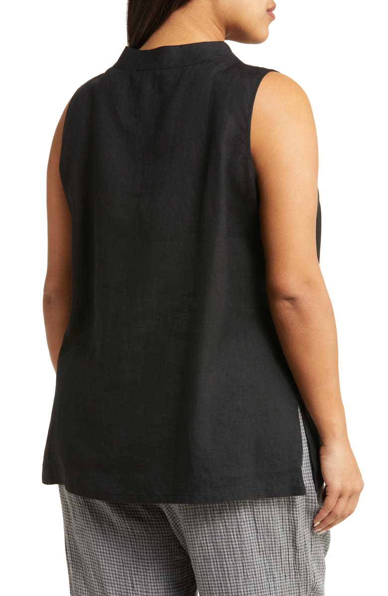 Eileen Fisher Band Collar Sleeveless Organic Linen Blend Tunic, Alternate, color, 