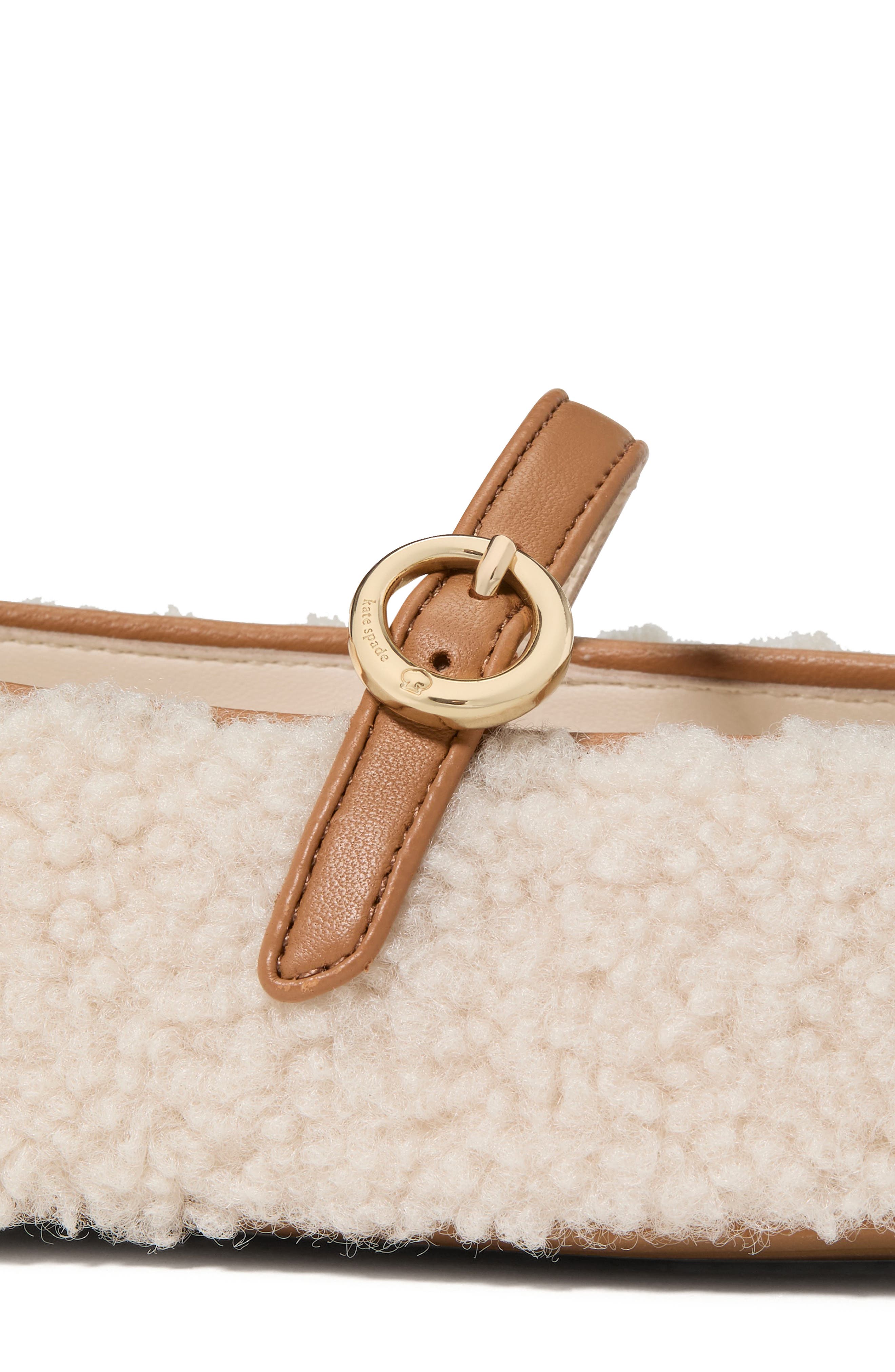 Kate Spade New York halo genuine shearling mary jane flat, Alternate, color, Natural