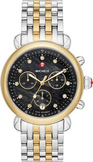 MICHELE CSX Two-Tone Diamond Bracelet Watch, 39mm