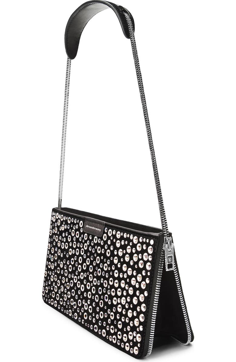 Alexander Wang Siren Pochette Crystal Embellished Leather Shoulder Bag, Alternate, color, Black