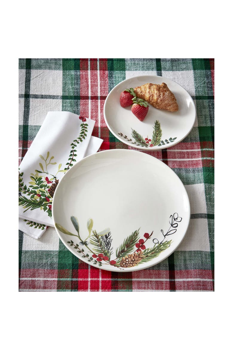 Winter Sprig Ceramic Appetizer Plates Multicolor Set, Alternate, color, Multicolored