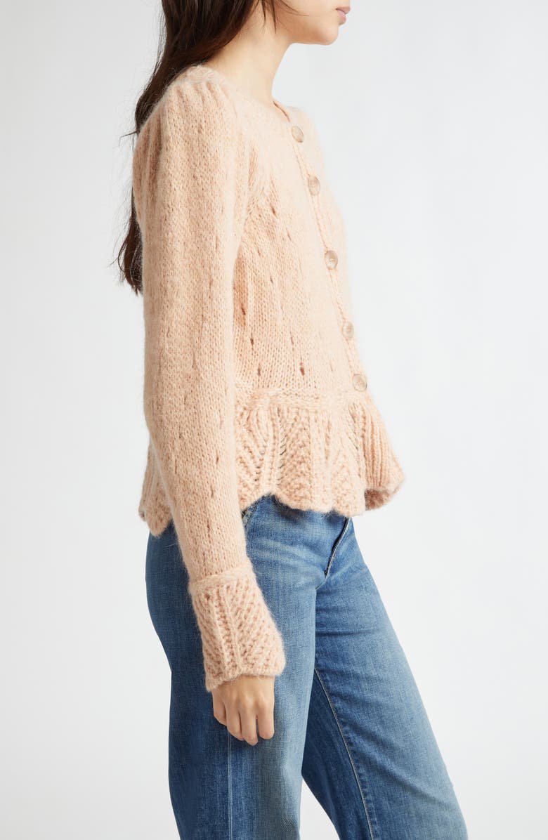 FARM Rio Ruffle Cardigan, Alternate, color, Sand