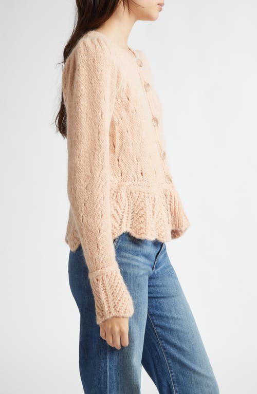Farm Rio Ruffle Cardigan In Sand