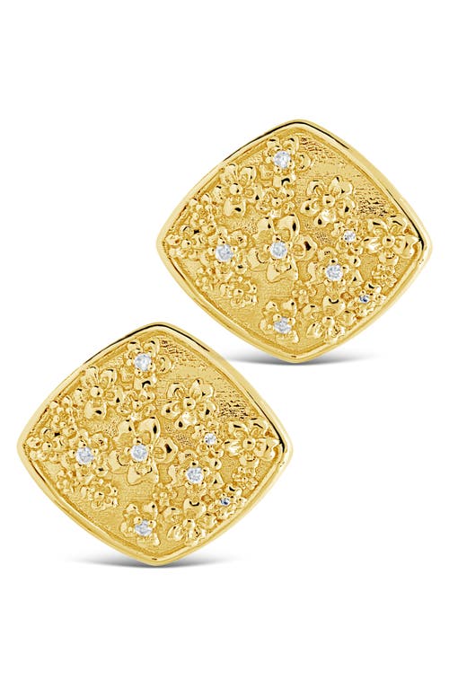 Sterling Forever Gold-tone Or Silver-tone Cubic Zirconia Detail Flower Pendant Ophelia Studs
