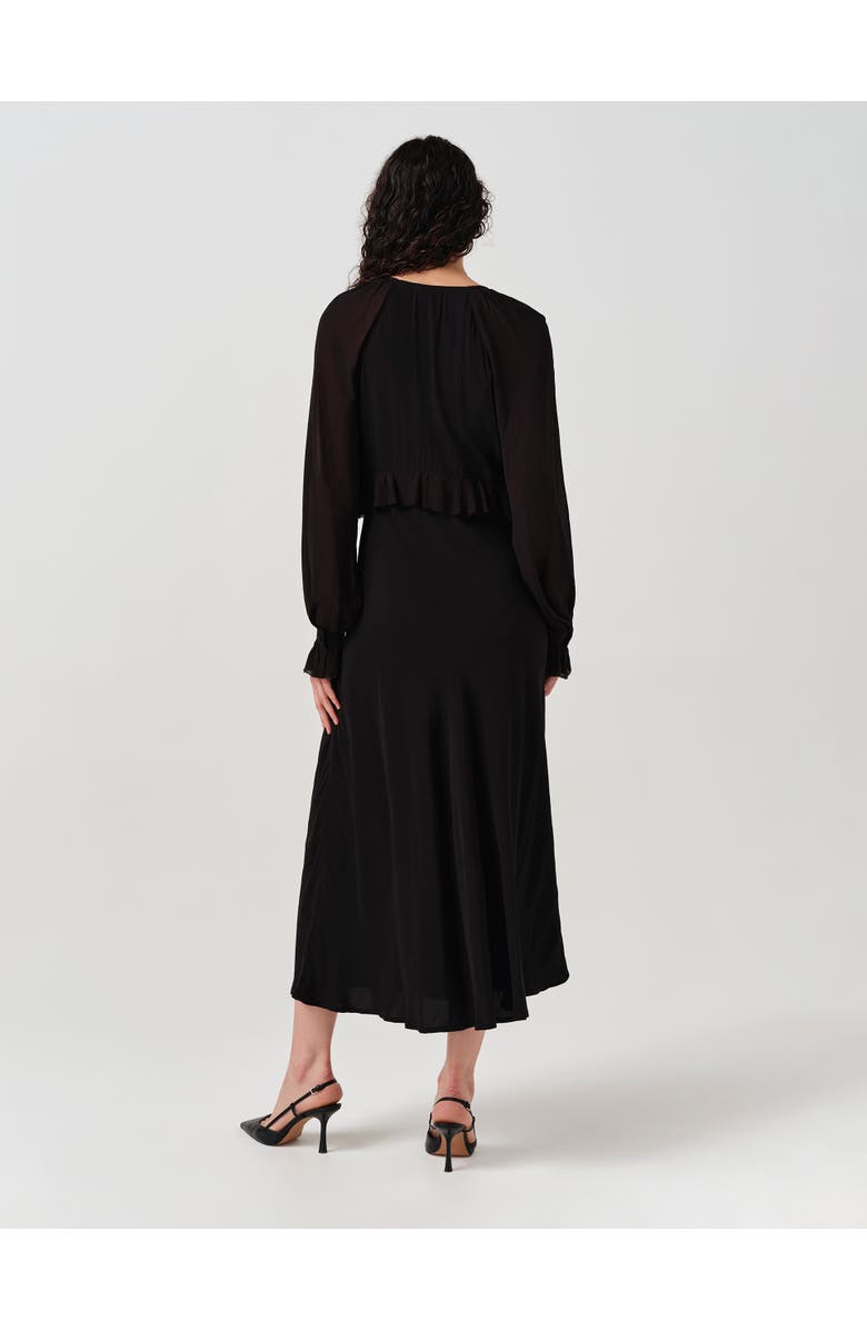Ghost London Naomi Long Sleeve Frill Midi Dress, Alternate, color,