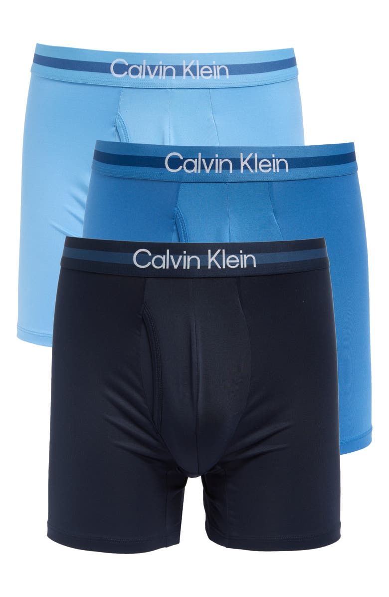 Calvin Klein Pack of 3 Microfiber Boxer Briefs, Main, color, Shoreline/ Blue