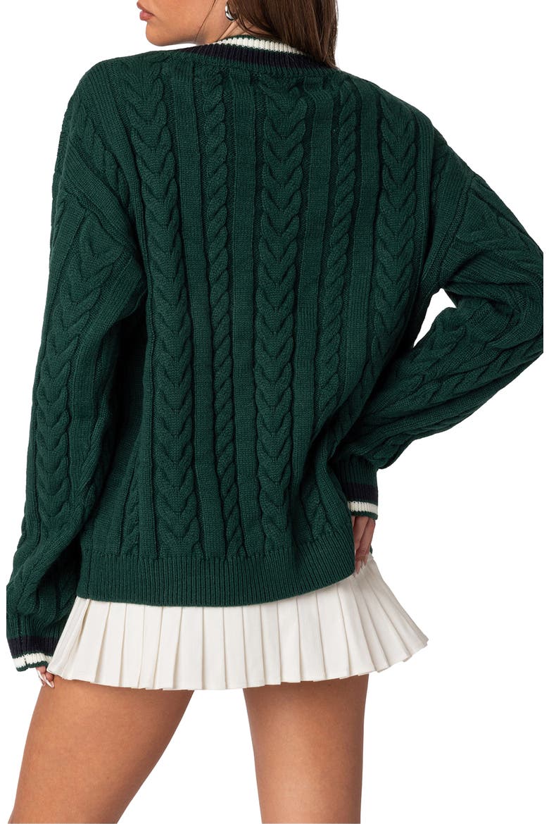 Amoret Oversize Cable Sweater, Alternate, color, GREEN