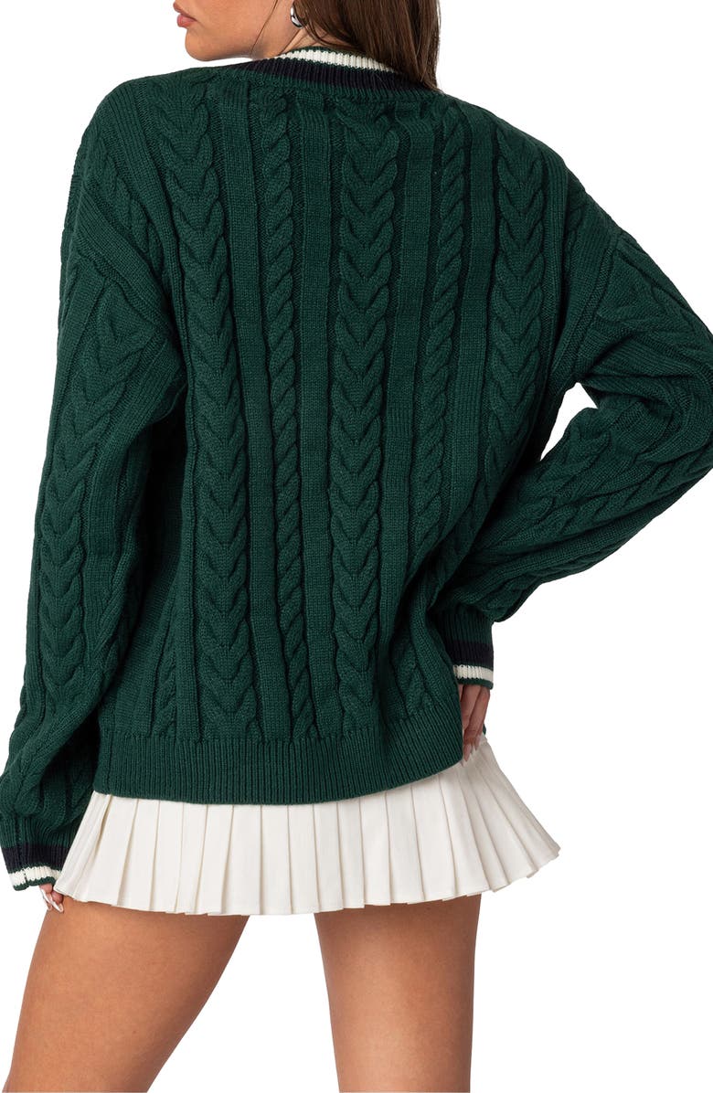 EDIKTED Amoret Oversize Cable Sweater, Alternate, color, Green