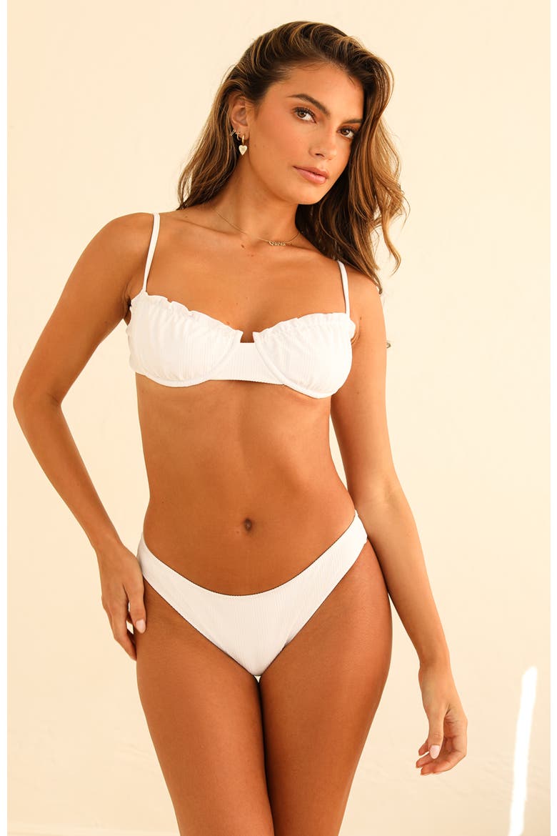 Nocturnal Cheeky Swim Bottom, Main, color, White Rib