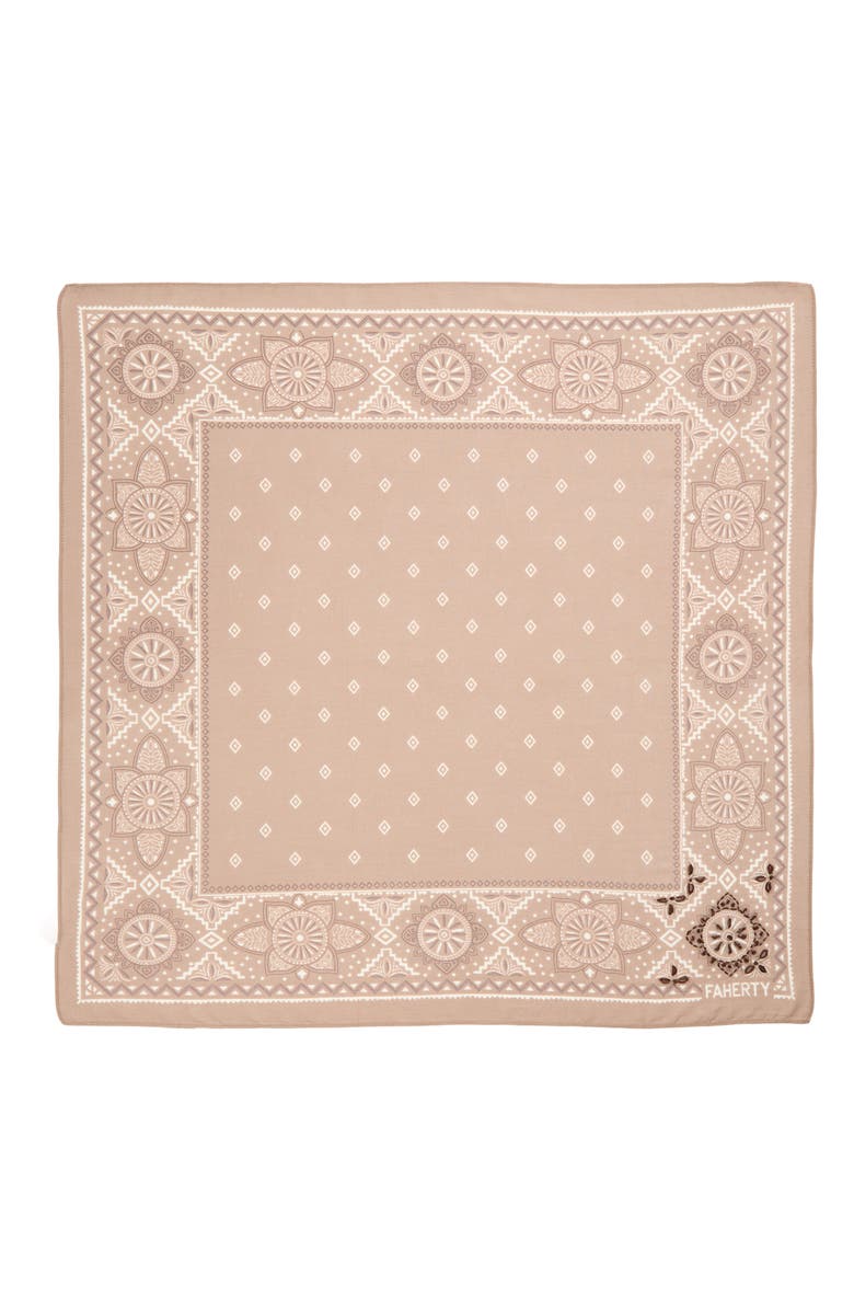 Faherty Star Geo Organic Cotton Bandana, Alternate, color, Woodsmoke