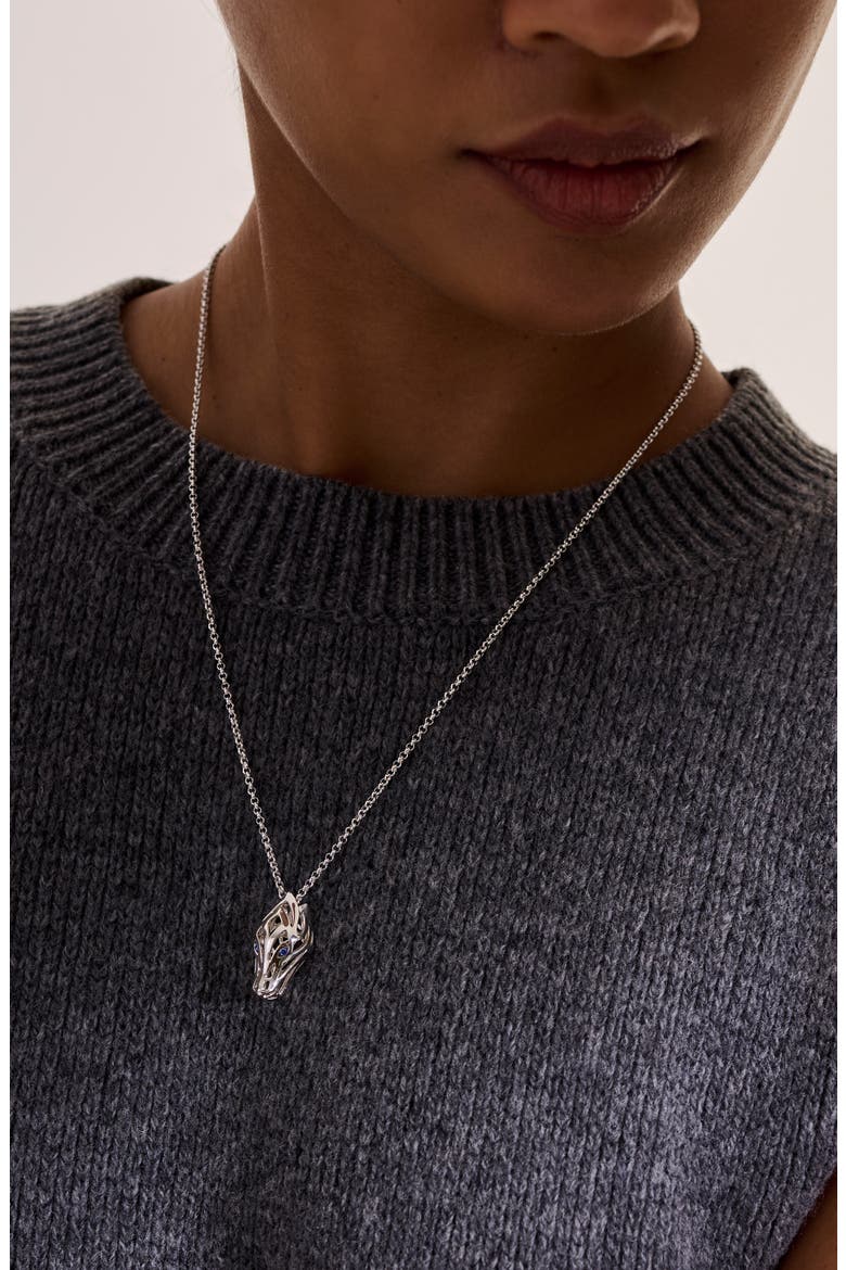 Naga Pendant Necklace, Alternate, color, SILVER