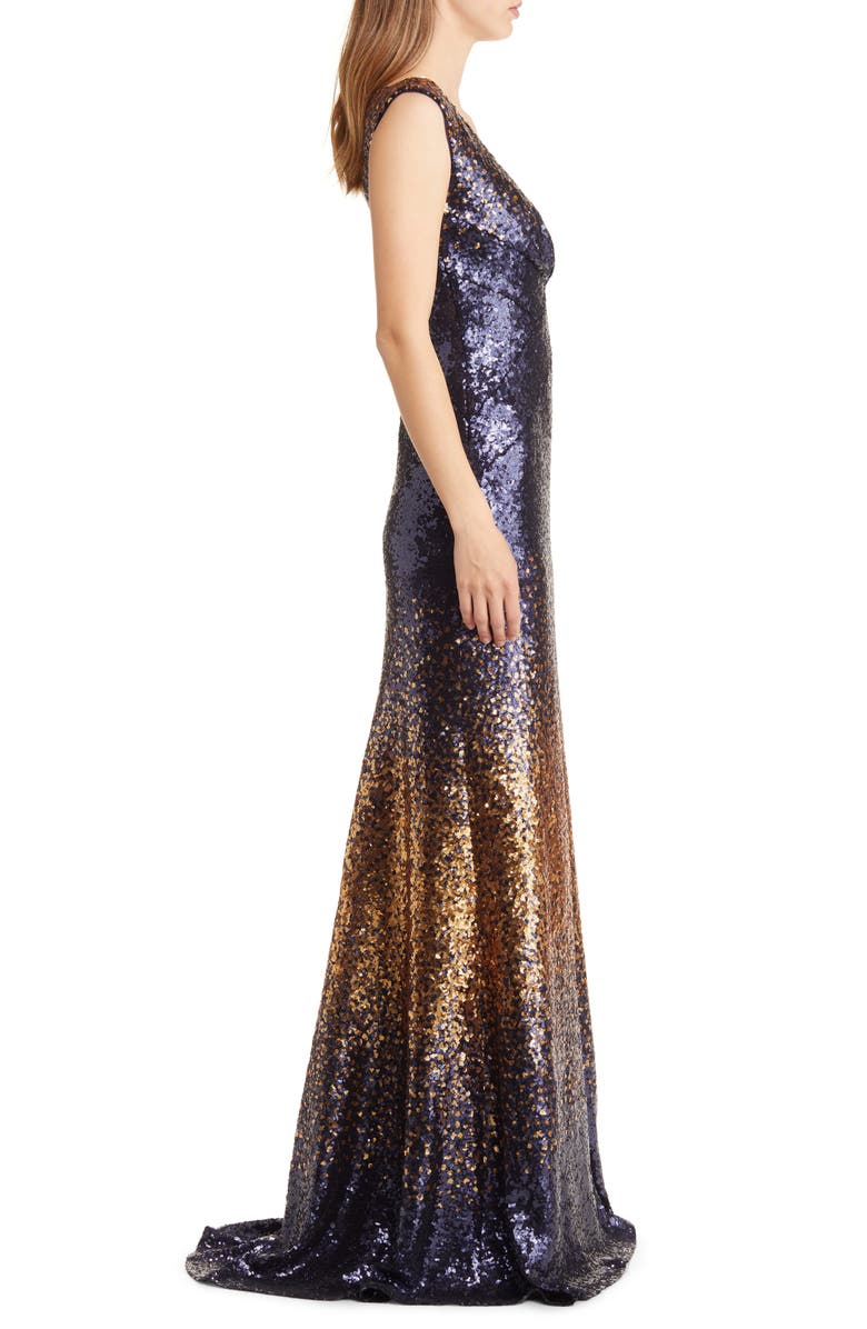 Tadashi Shoji Sequin Ombré Sleeveless Gown, Alternate, color, 