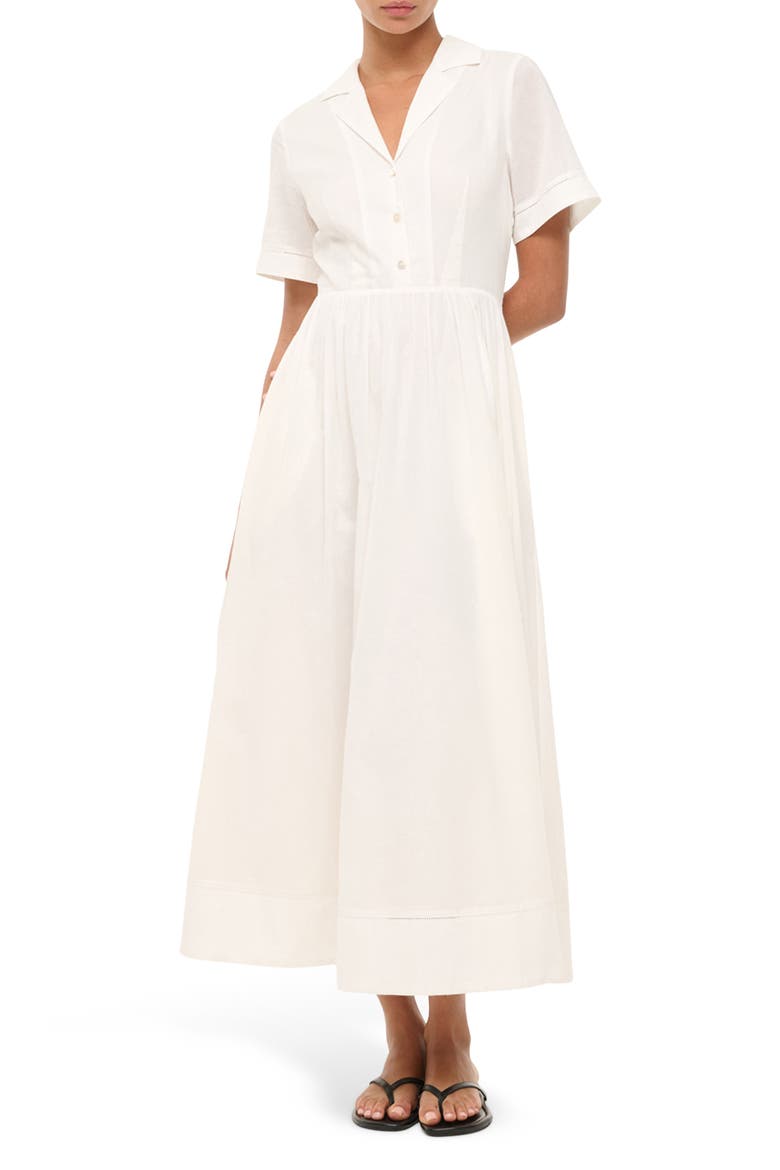 Meryl Cotton Maxi Shirtdress, Main, color, WHITE