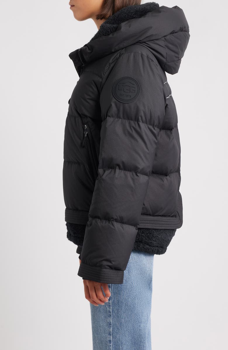 UGG<sup>®</sup> MetroPeak 700 Fill Power Down Puffer Jacket with Fleece Trim, Alternate, color, Black