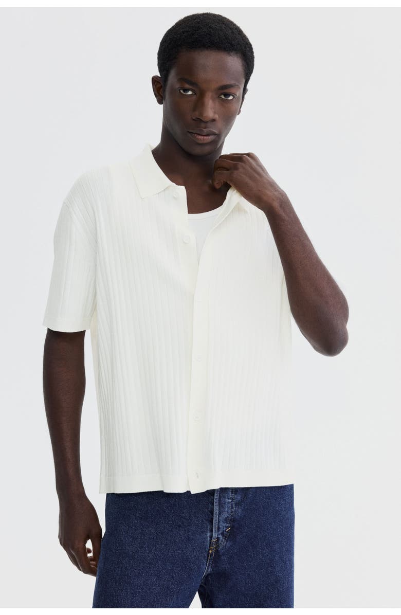 H&M Regular Fit Rib-knit Shirt, Alternate, color, Cream