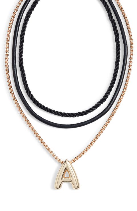 Set of 3 Interchangeable Initial Pendant Necklaces