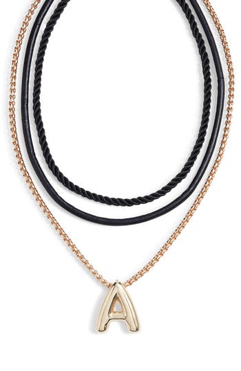 Open Edit Set Of 3 Interchangeable Initial Pendant Necklaces In Multi