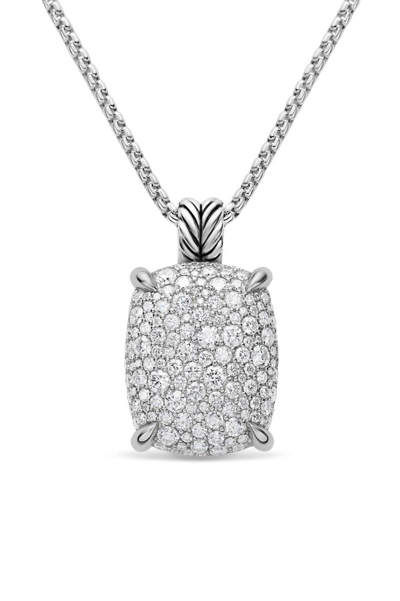 Chatelaine Elongated Pendant Necklace in Sterling Silver with Diamonds, Alternate, color, SILVER PAVE