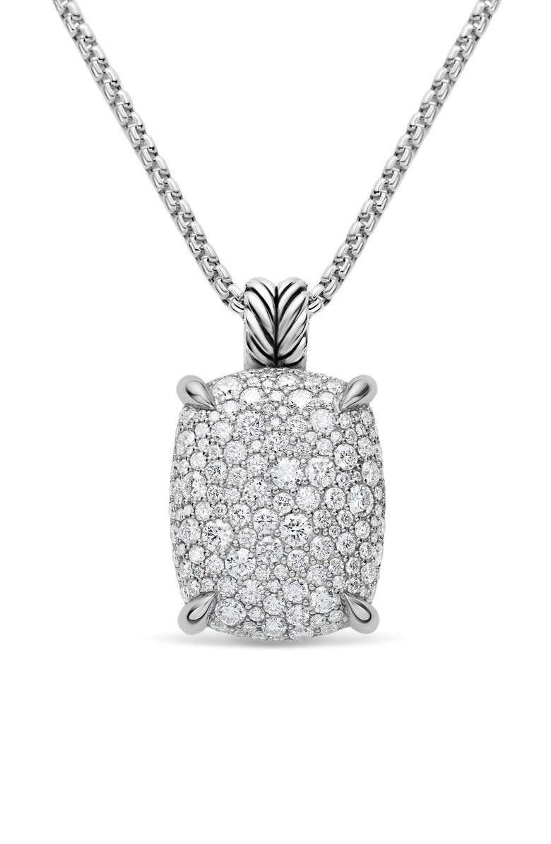 David Yurman Chatelaine Elongated Pendant Necklace in Sterling Silver with Diamonds, Alternate, color, Silver Pave