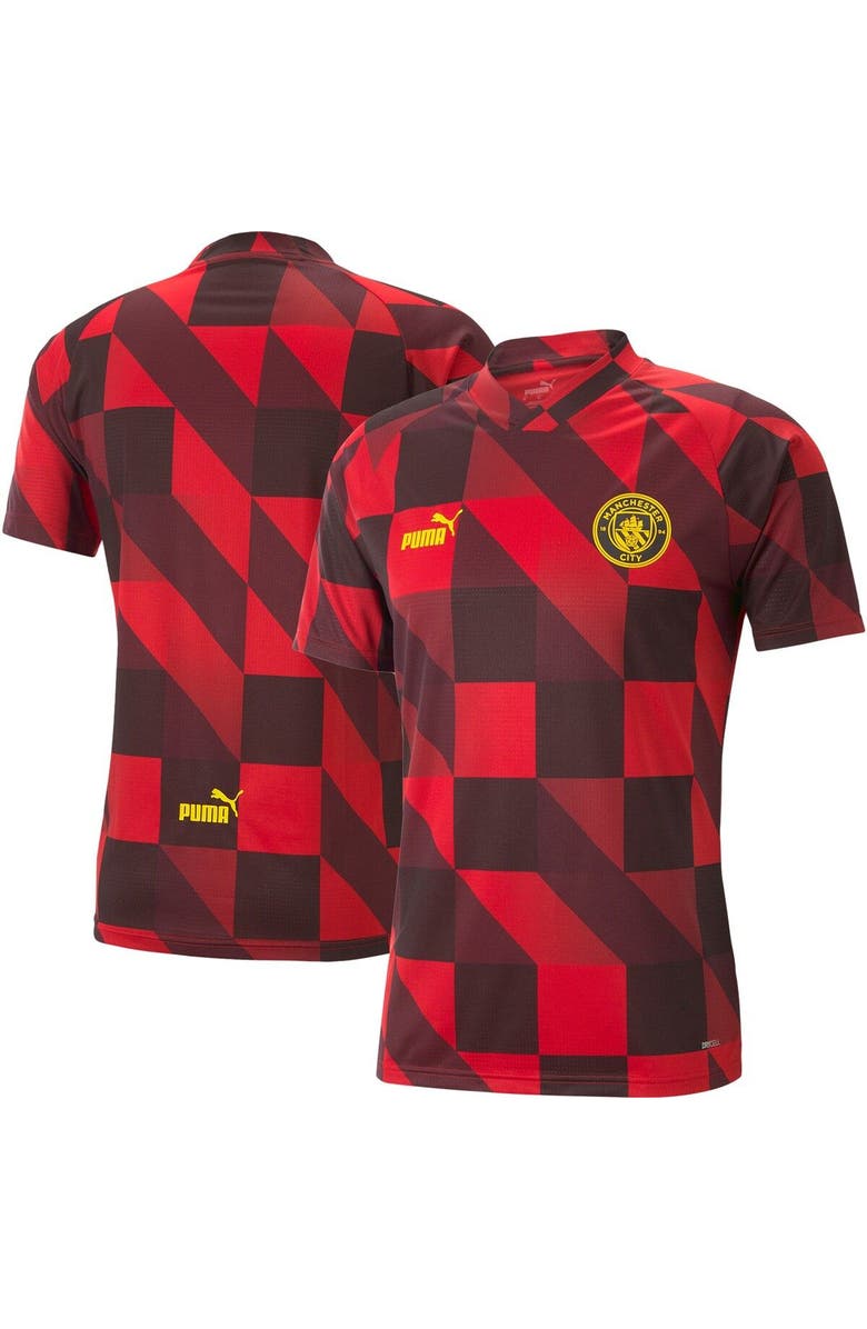PUMA Men's Puma Red Manchester City 2022/23 Pre-Match Training Jersey, Main, color,