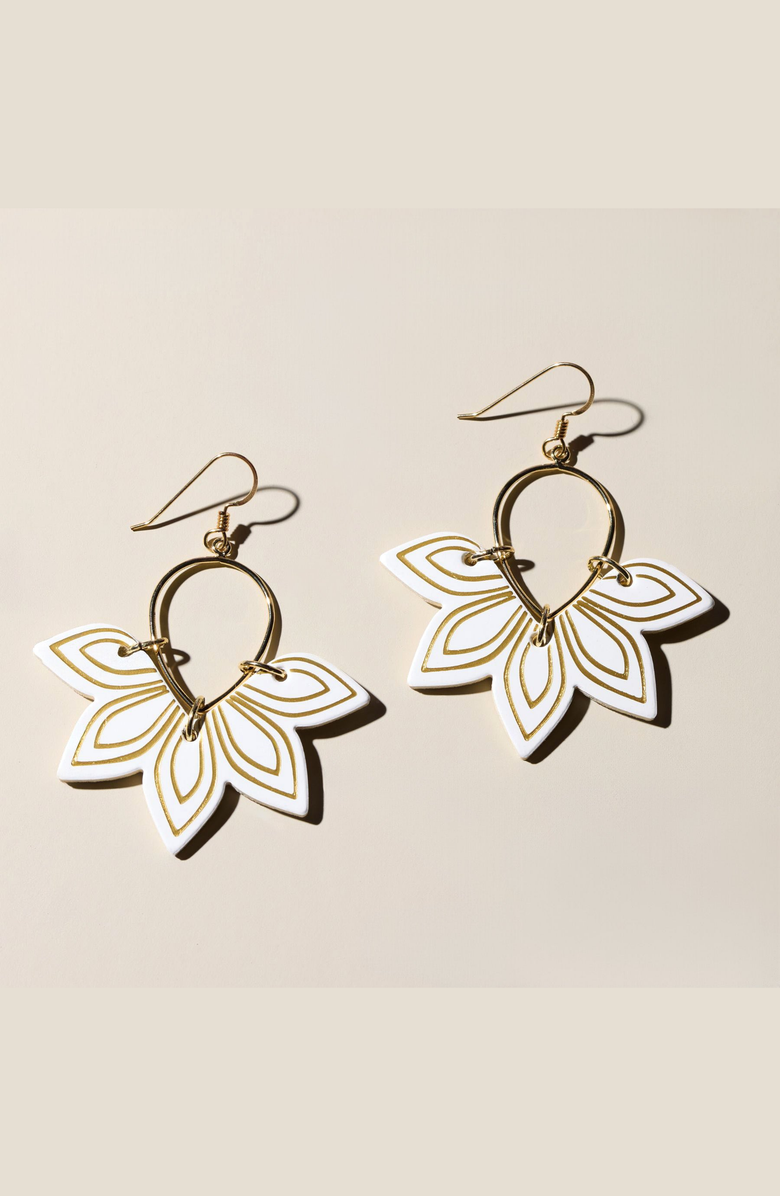 Nickel & Suede Floras Earrings, Main, color, White
