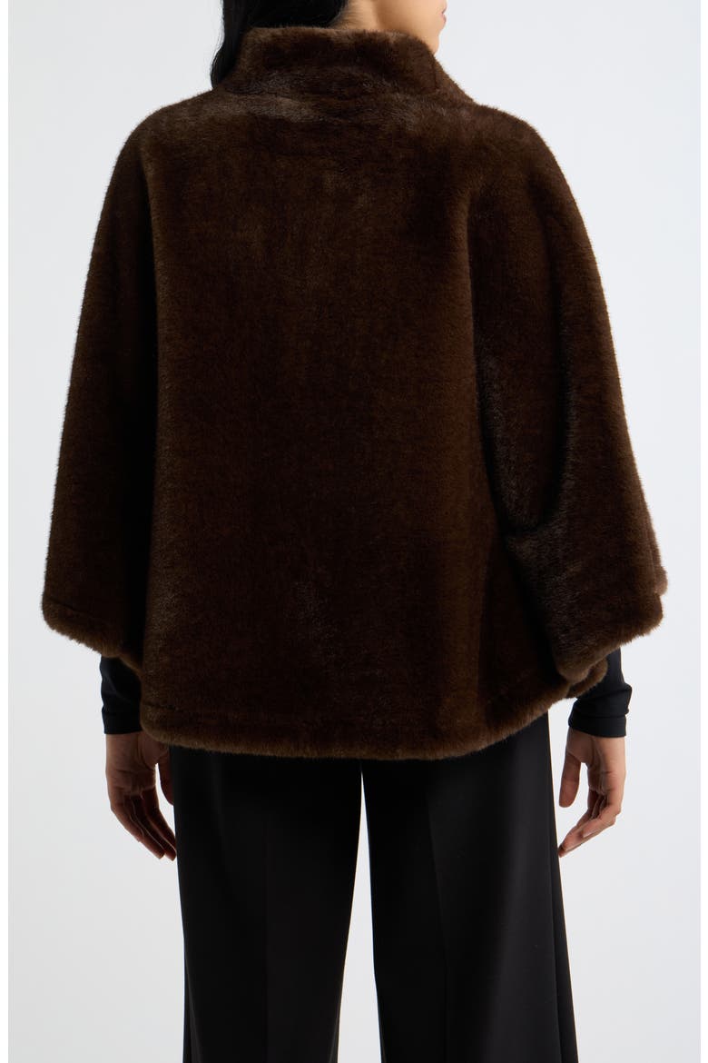 Faux Fur Poncho, Alternate, color, BROWN