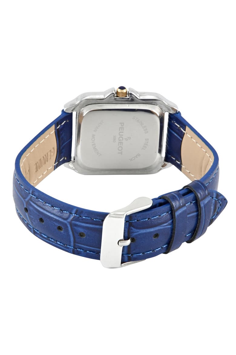 Slim Leather Tank Watch- 36MM, Alternate, color, Blue