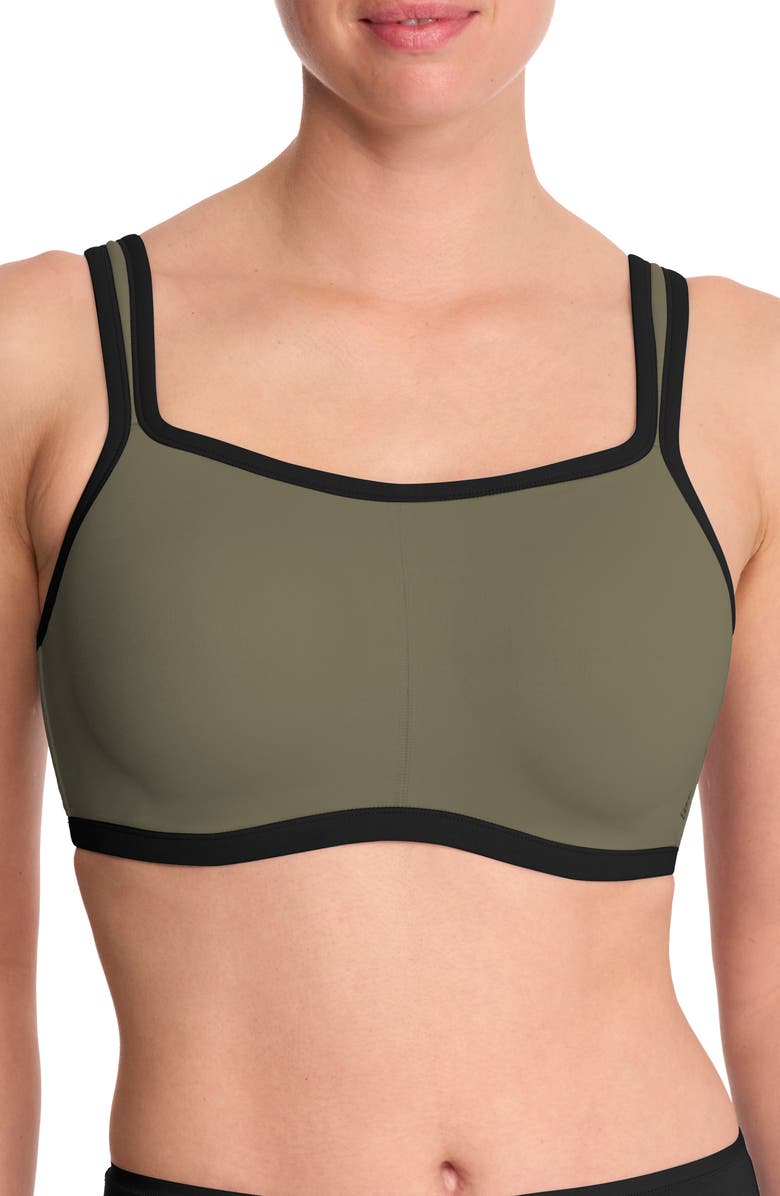 Natori Yogi Convertible Sports Bra, Main, color, Olive Green/ Black