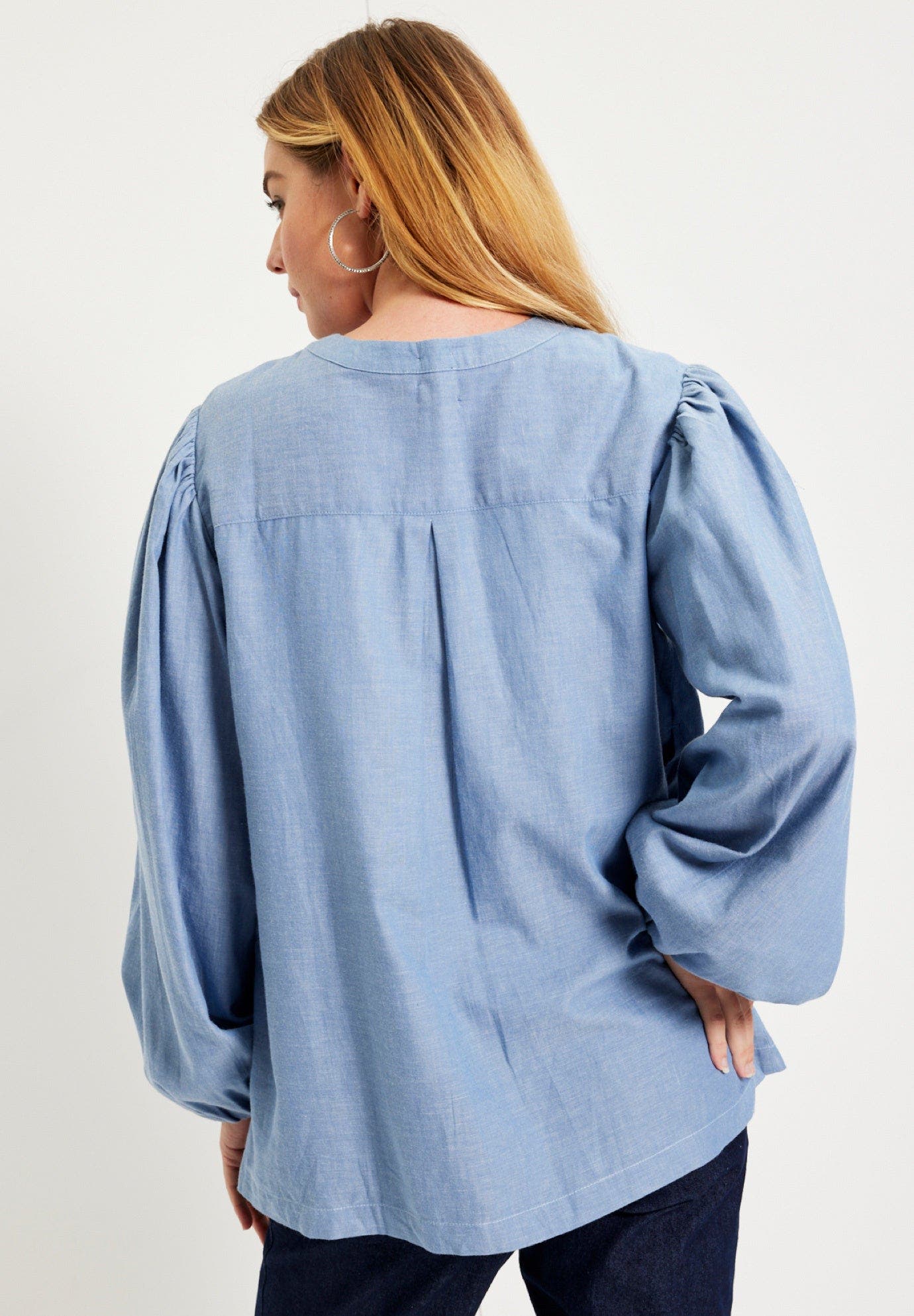 Puff Sleeve Chambray Jacket - image 2