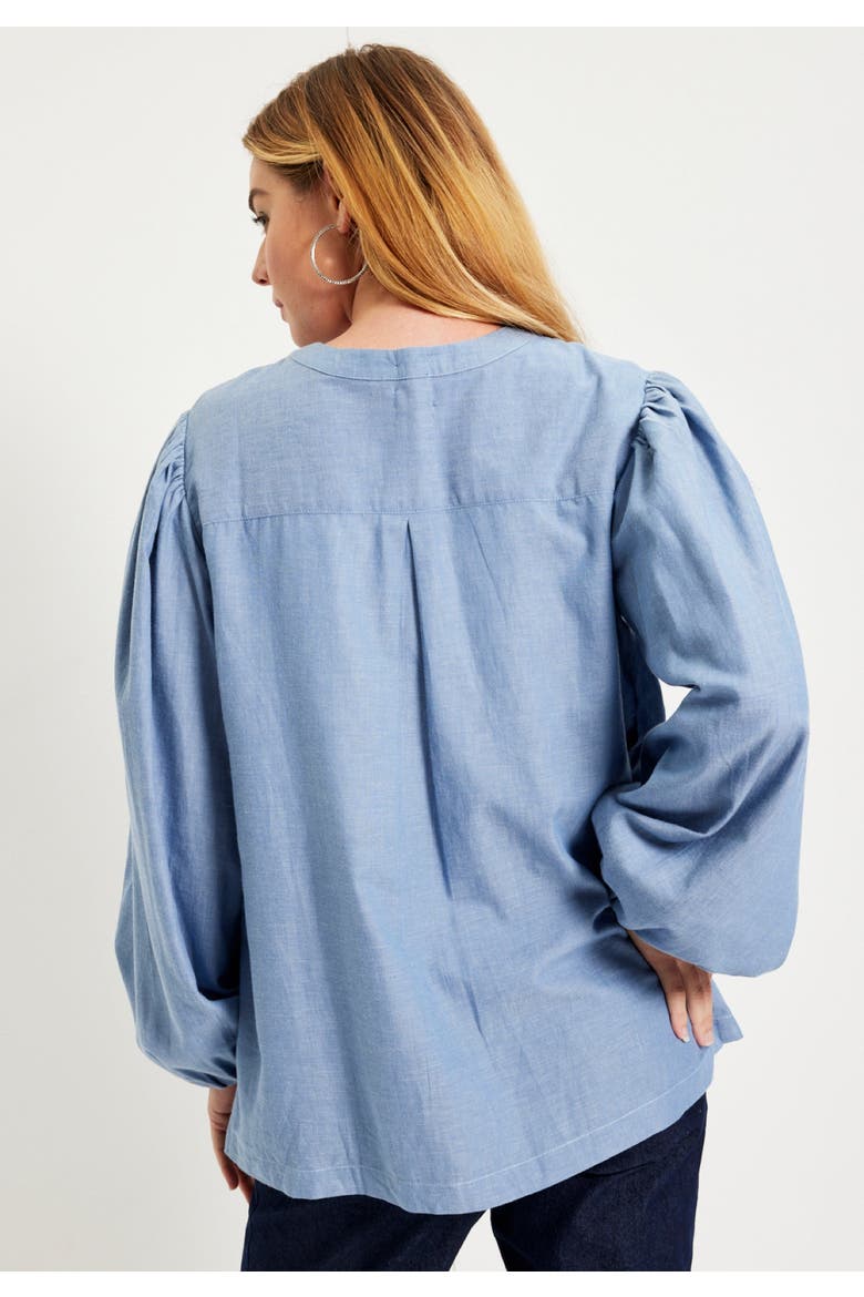 Puff Sleeve Chambray Jacket, Alternate, color, LIGHT WASH