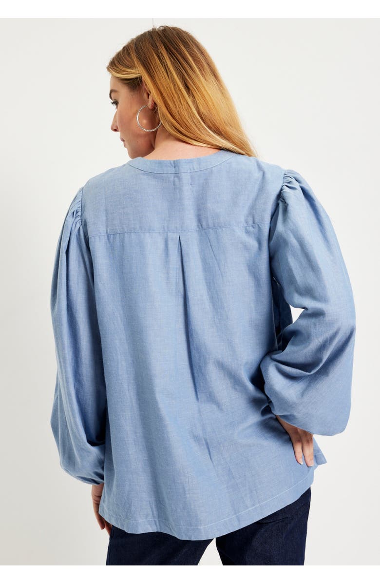 June + Vie Puff Sleeve Chambray Jacket, Alternate, color, Light Wash