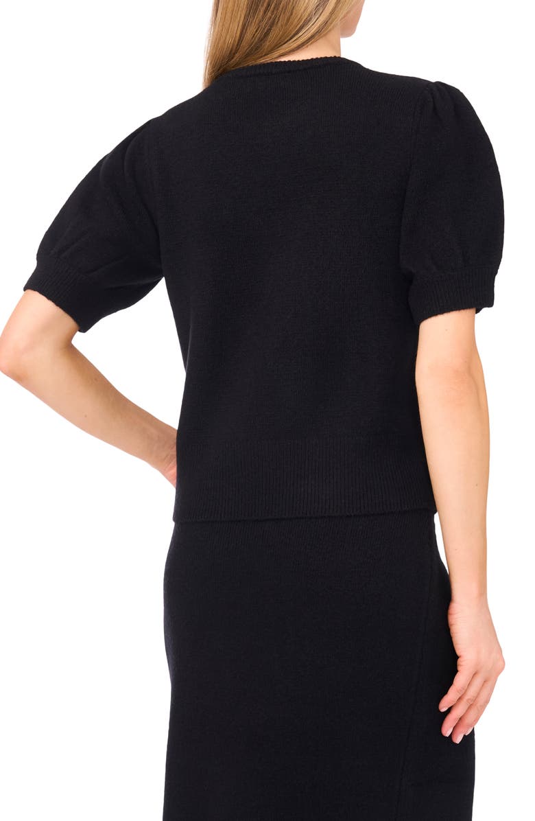 CeCe Bow Detail Puff Sleeve Sweater, Alternate, color, Rich Black