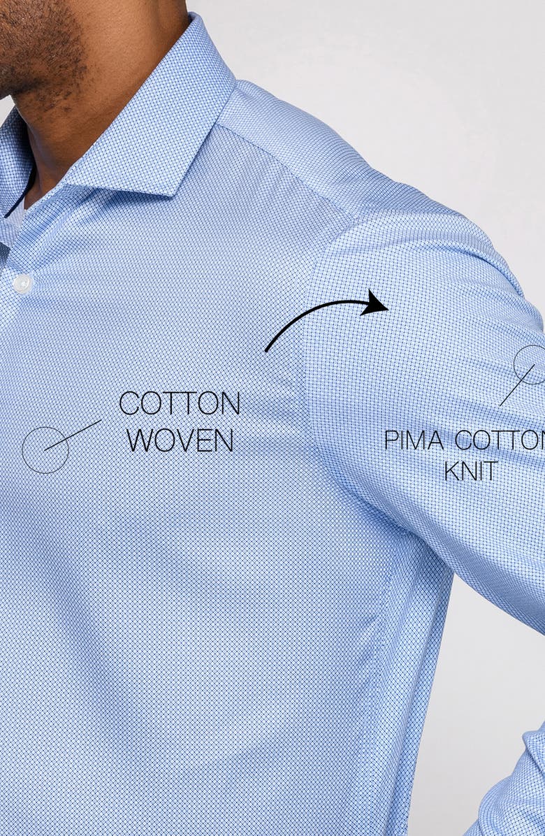 W.R.K Slim Fit Micro Geo Print Reworked Cotton Dress Shirt, Alternate, color, White/ Blue