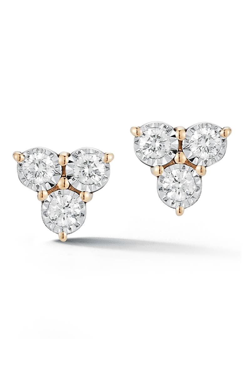 Ava Bea Triple Diamond Stud Earrings, Main, color, YELLOW GOLD