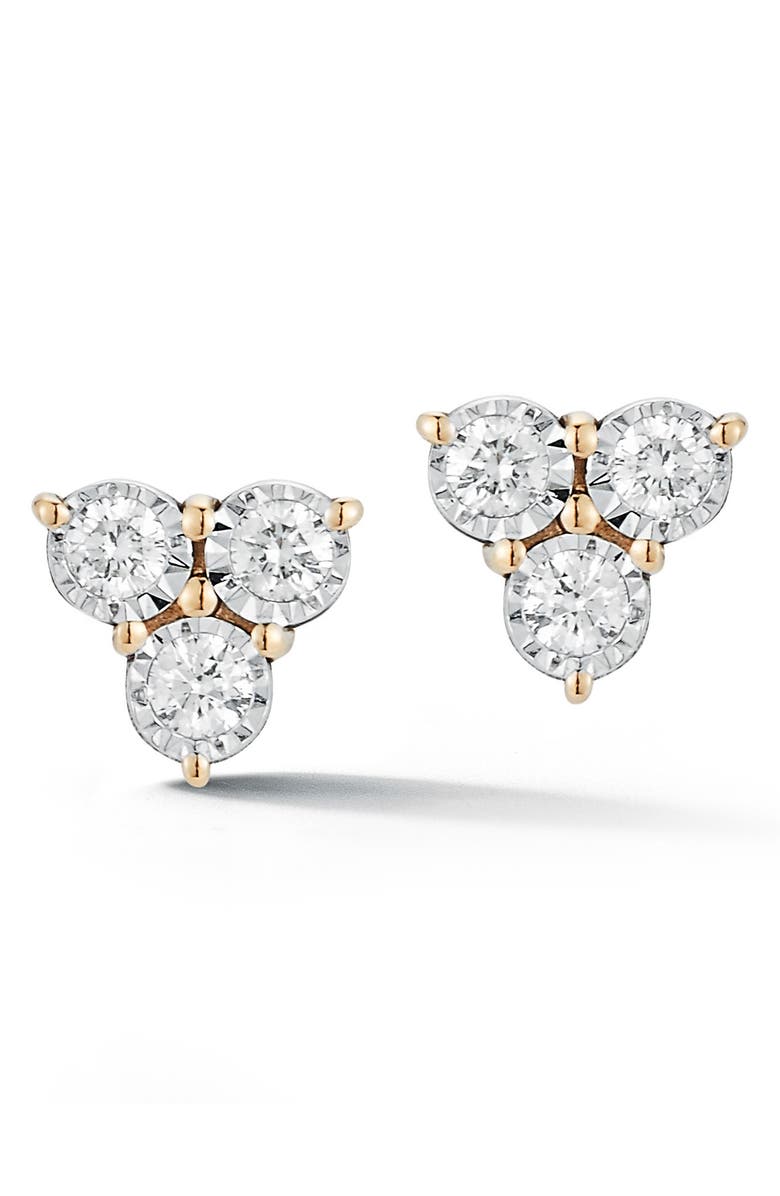 Dana Rebecca Designs Ava Bea Triple Diamond Stud Earrings, Main, color, Yellow Gold