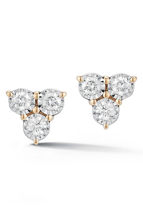 Ava Bea Triple Diamond Stud Earrings
