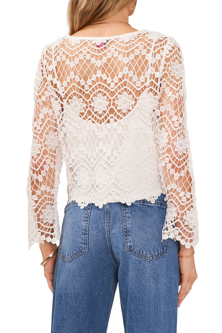 Open Stitch Lace Top, Alternate, color, ULTRA WHITE