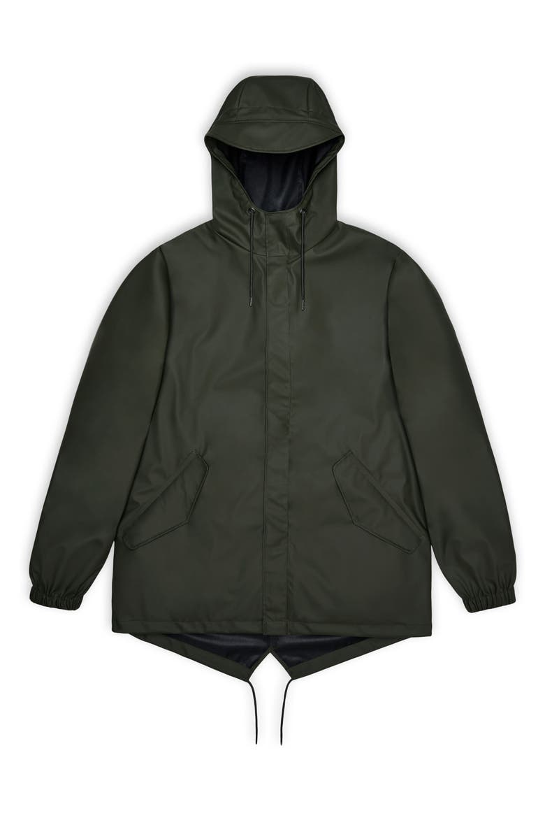 Fishtail Hooded Waterproof Rain Jacket, Alternate, color, GREEN
