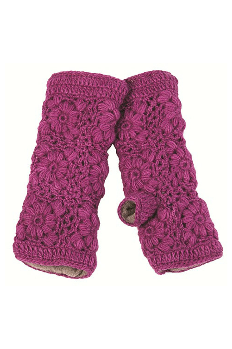 Flower Crochet Handwarmers, Alternate, color, Light Green