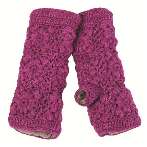 Nirvana Designs Flower Crochet Handwarmers In Charcoal
