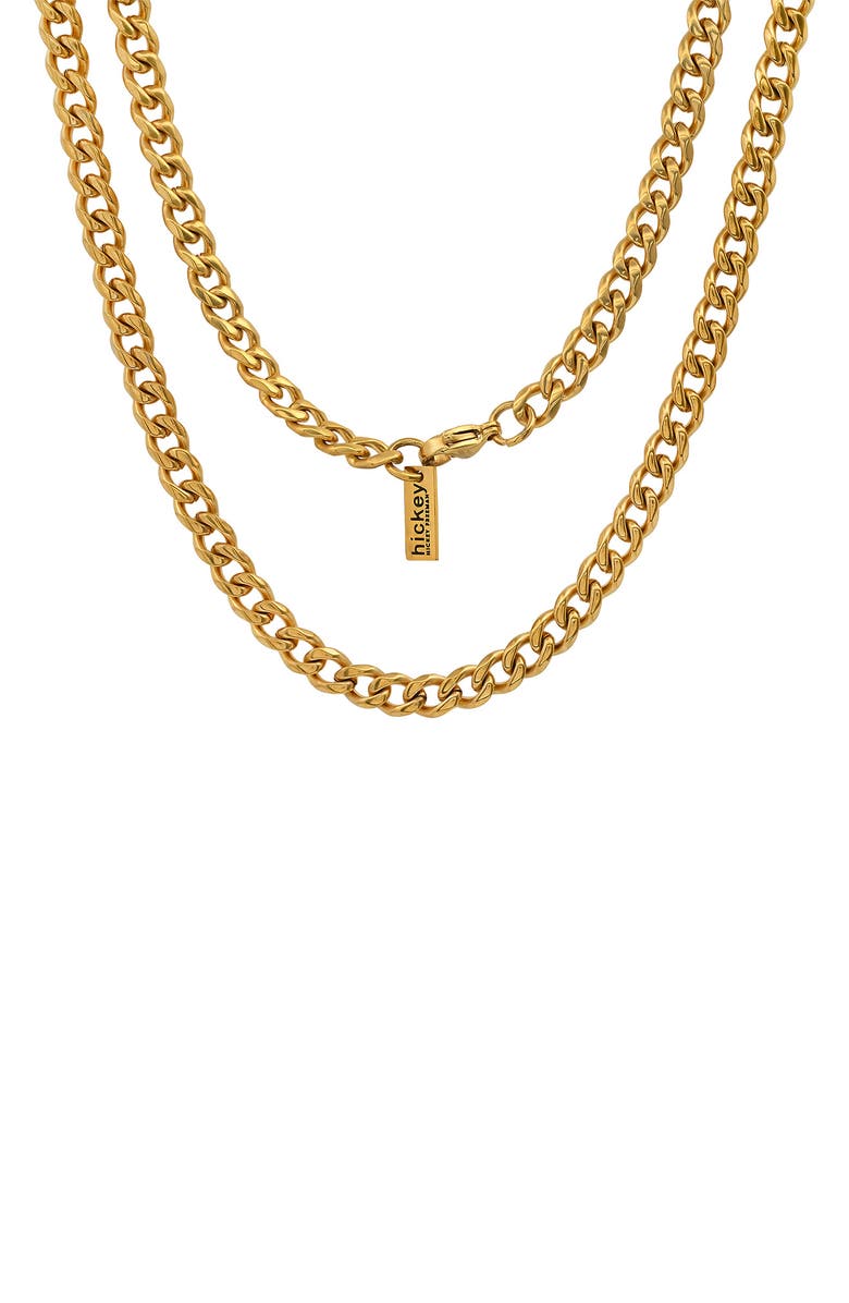 HMY JEWELRY Men's Chain Necklace, Main, color, 18K Yellow Gold Plated Steel
