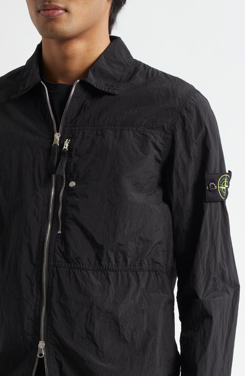 Stone Island Compass Logo Patch ECONYL<sup>®</sup> Nylon Zip-Up Overshirt, Alternate, color, 