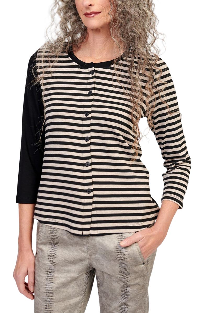 Alembika Striped viscose jersey cardigan, Main, color, 