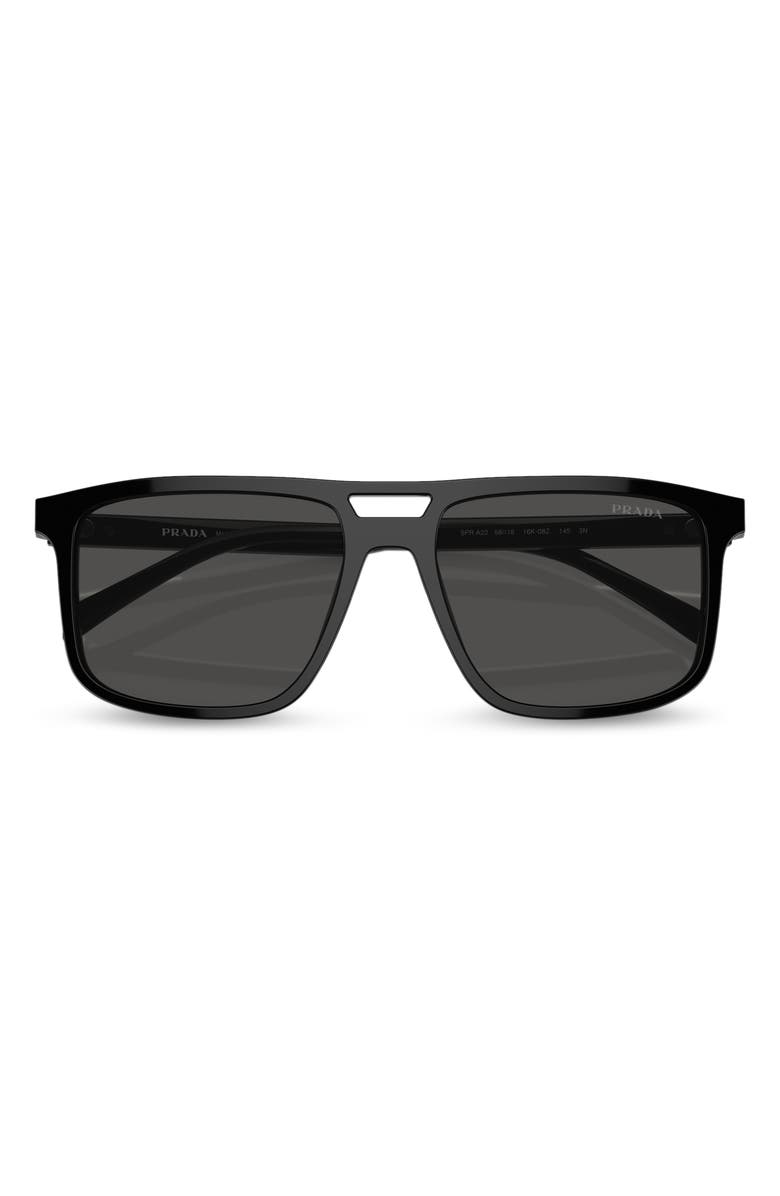 Prada 56mm Rectangular Sunglasses, Main, color, Black/ Grey