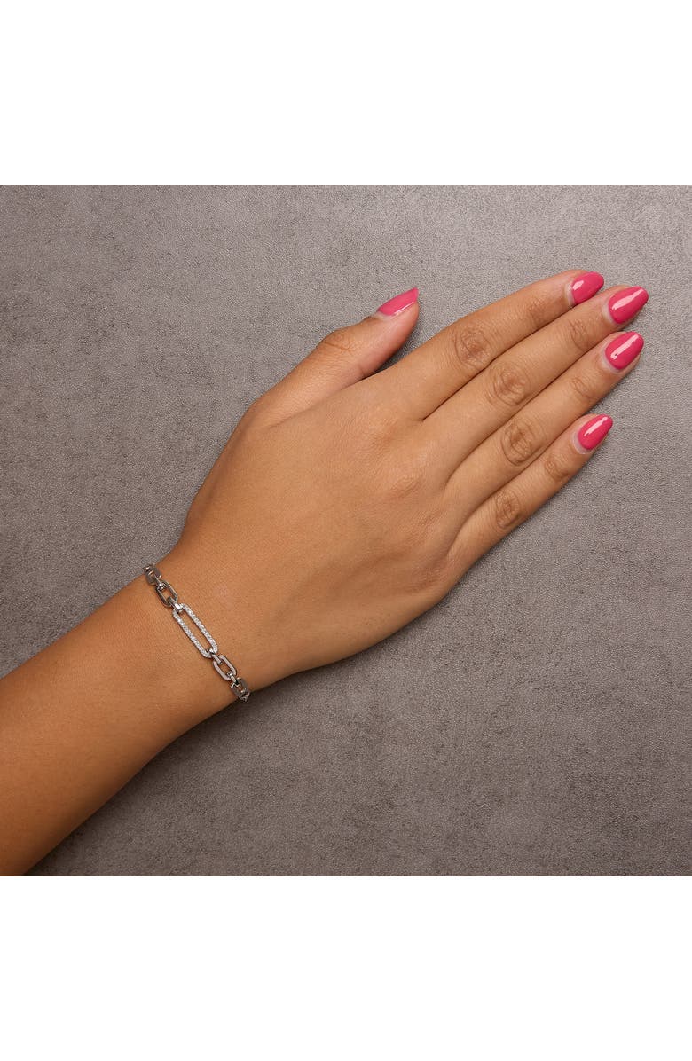 Haus of Brilliance .925 Sterling Silver 1/10 Cttw Diamond Paperclip Link Adjustable Bolo Bracelet, Alternate, color, Silver