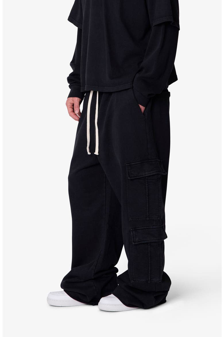 Ultra Baggy Cotton Flece Cargo Sweatpants, Alternate, color, VINTAGE BLACK